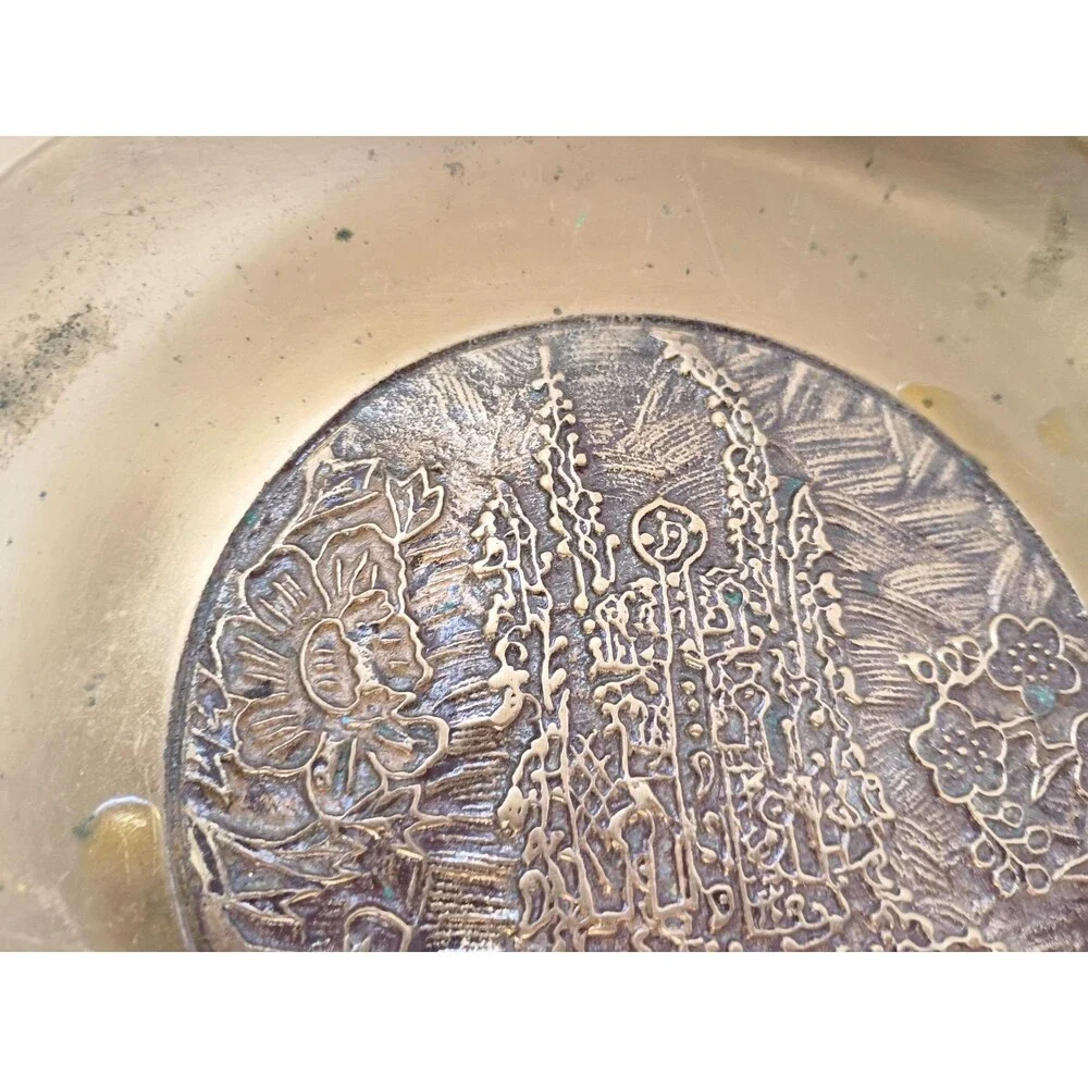 Vintage Brass Relief Plate from Korea